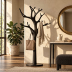 Tree Coat Rack Stand with Branching Arm Hooks and Round Base, Freestanding Entryway Coat Tree
