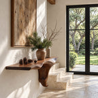 Wall Mounted Floating Console Table with Sculptural Root Bracket, Live Edge Solid Wood Entryway Table