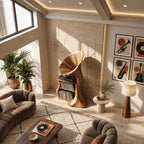 Record Player Stand Shaped Like a Gramophone Horn, Sculptural Vinyl Storage in Solid Wood