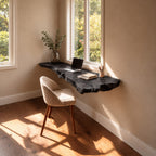 Floating Desk Live Edge Wood Wall Mounted Slab, Space Saving Small Office Desk for Bedroom Nook