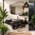 Floating Bathroom Vanity 20-60 Inch Sculpted Driftwood Style Body with Open Hollow, Wall Mounted