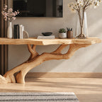 Live Edge TV Stand with Tree Root Base, Solid Wood Media Console with Sculpted Branching Legs
