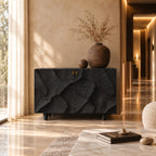 Topographic Carved Sideboard with Two Doors, Solid Wood Storage Cabinet and Buffet for Living Room