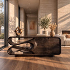 Sculptural Sideboard Credenza with Flowing Looped Open End, Stacked Drawers and Door Cabinet
