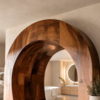 Sculptural Wooden Arch with Thick Curved Band, Freestanding Archway Room Divider