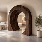 Sculptural Wooden Arch with Thick Curved Band, Freestanding Archway Room Divider