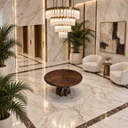 Round Foyer Table with Chunky Claw Foot Pedestal, Rustic Handcrafted Solid Wood Entryway Table