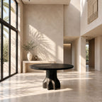 Round Foyer Table with Chunky Claw Foot Pedestal, Rustic Handcrafted Solid Wood Entryway Table