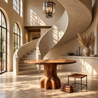 Round Foyer Table with Chunky Claw Foot Pedestal, Rustic Handcrafted Solid Wood Entryway Table