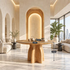 Round Foyer Table with Four Fin Clover Pedestal, Organic Solid Wood Entryway or Small Dining Table