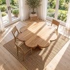 Scalloped Cloud Top Foyer Table on Chunky Pedestal, Rustic Solid Wood Entryway or Dining Table