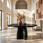 Scalloped Cloud Top Foyer Table on Chunky Pedestal, Rustic Solid Wood Entryway or Dining Table