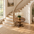 Tree Root Pedestal Foyer Table, Round Solid Wood Entryway Table with Carved Branching Root Base