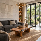 Rustic Live Edge Coffee Table on Two Block Legs, Simple Solid Wood Slab Center Table for Living Room