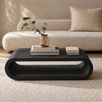 Low Hoop Coffee Table, Continuous Rounded Loop Solid Wood Center Table with Open Middle