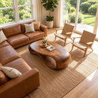 Sculptural Loop Coffee Table, Oval Solid Wood Center Table with Open Curved Form for Living Room