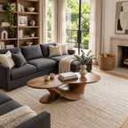Oval Coffee Table on a Twisted Sculptural Base, Organic Solid Wood Center Table for Living Room