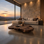 Live Edge Coffee Table, Oversized Organic Slab Low Center Table in Solid Wood for Modern Living Room