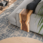 Live Edge Sofa Arm Tray, Waterfall Solid Wood Couch Armrest Table for Living Room