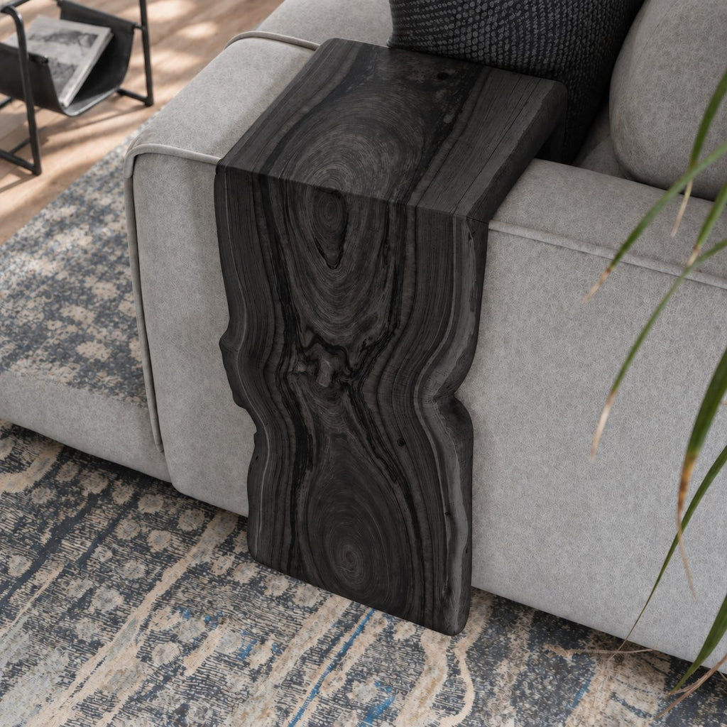 Live Edge Sofa Arm Tray, Waterfall Solid Wood Couch Armrest Table for Living Room