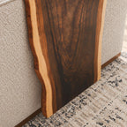Sofa Arm Table with Natural Edge Drop Panel, Solid Wood Couch Armrest Tray for Living Room