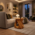 Twisted Solid Wood Side Table, Modern Organic Round Accent Table for Living Room or Bedroom