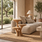 Three Tier Mushroom Side Table, Fluted Trunk Solid Wood Round Accent Table for Living Room