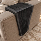 Waterfall Sofa Armrest Table, Live Edge Solid Wood Couch Arm Tray with Inside Lip