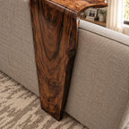 Waterfall Sofa Armrest Table, Long Drop Panel Live Edge Solid Wood Arm Tray for Couch