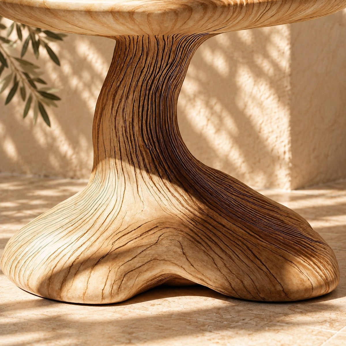 Mushroom End Table, Sculptural Pedestal Solid Wood Side Table for Living Room and Reading Nook