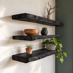 Thick Live Edge Floating Shelf, Solid Wood Slab Wall Shelf with Natural Edge for Living Room & Kitchen