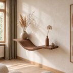 Wave Floating Shelf Sculptural Curved Solid Wood Wall Shelf for Living Room and Entryway