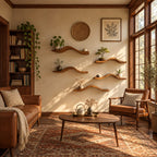 Curved Floating Shelf Solid Wood Wavy Wall Shelf, Organic Modern Display Shelf for Plants