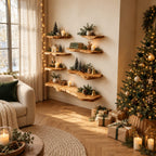 Live Edge Wall Shelf Solid Wood Floating Shelf with Flowing Natural Edge for Living Room Display