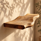 Wavy Floating Shelf, Thick Solid Wood Curved Wall Shelf with Organic Sculpted Edge for Living Room