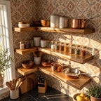 Wraparound Kitchen Corner Shelf 47-70 Inch, L Shaped Solid Wood Floating Shelf 10 Inch Deep