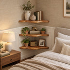 Cloud Edge Corner Floating Shelf, Smooth Wavy Solid Wood Corner Shelf for Living Room and Bedroom