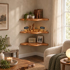 Cloud Edge Corner Floating Shelf, Smooth Wavy Solid Wood Corner Shelf for Living Room and Bedroom