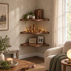 Cloud Edge Corner Floating Shelf, Smooth Wavy Solid Wood Corner Shelf for Living Room and Bedroom