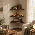 Cloud Edge Corner Floating Shelf, Smooth Wavy Solid Wood Corner Shelf for Living Room and Bedroom
