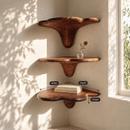 Cloud Cap Corner Mushroom Shelf, Carved Solid Wood Floating Corner Shelf with Drip Stem for Living Room