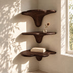 Cloud Cap Corner Mushroom Shelf, Carved Solid Wood Floating Corner Shelf with Drip Stem for Living Room