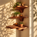Long Drop Corner Mushroom Shelf, Sculpted Live Edge Solid Wood Floating Corner Shelf for Entryway and Bedroom