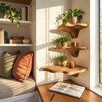 Long Drop Corner Mushroom Shelf, Sculpted Live Edge Solid Wood Floating Corner Shelf for Entryway and Bedroom