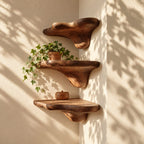 Pebble Cap Corner Mushroom Shelf, Chunky Rounded Solid Wood Floating Corner Shelf for Hallway and Kitchen