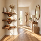 Pebble Cap Corner Mushroom Shelf, Chunky Rounded Solid Wood Floating Corner Shelf for Hallway and Kitchen