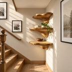 Pebble Cap Corner Mushroom Shelf, Chunky Rounded Solid Wood Floating Corner Shelf for Hallway and Kitchen