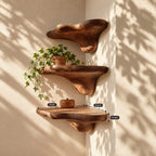 Pebble Cap Corner Mushroom Shelf, Chunky Rounded Solid Wood Floating Corner Shelf for Hallway and Kitchen