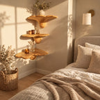 Toadstool Corner Mushroom Shelf, Smooth Carved Solid Wood Floating Corner Shelf for Nursery and Bedroom