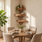 Smooth Oval Corner Mushroom Shelf, Rounded Edge Solid Wood Floating Corner Shelf for Dining Nook and Entryway
